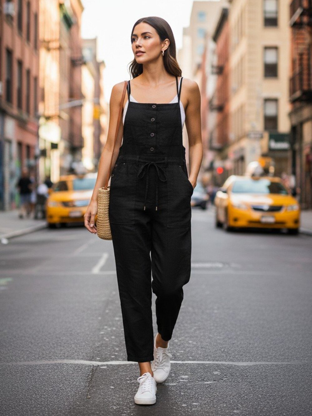 Miou Muse Women's Black Belted Sleeveless Jumpsuit- S